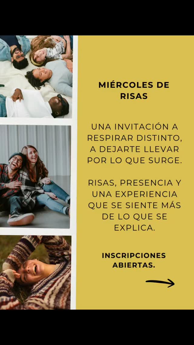 Cuántas veces piensas, ya no me rio como antes....

Los miércoles de risas nos invitan a conectar con nuestras risas, soltar la exigencia externa y conectar con nosotras y nosotros mismos, desde la ilusión y el disfrute.

Un espacio dónde te invito a respirar distinto. A coger aire y romper tu semana desde la sonrisa interna.

Una comunicación real con el disfrute.

No sé puede explicar. Vente y vivencialo tú misma/o.

#risas #paradigmadeloscuidados #ilusión #compartir #sentir